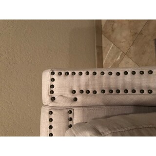 Faizah White Linen Nailhead Sloped Arm Sofa by iNSPIRE Q Artisan