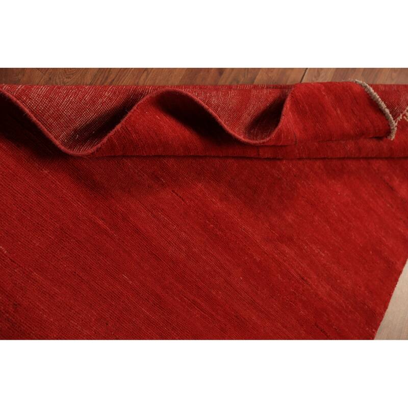 Red Gabbeh Rug Hand-Knotted Oriental Wool Carpet - 3'9" x 5'8"