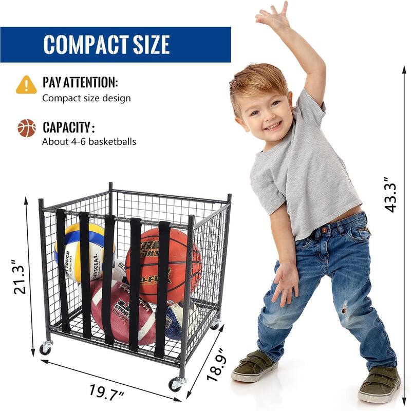 Rolling Sports Ball Storage Cart,2 Pack,Black