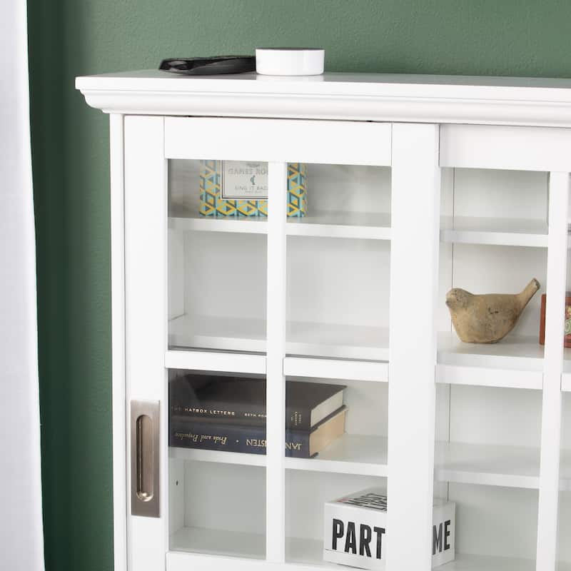 SEI Furniture White Sliding Door Media Cabinet