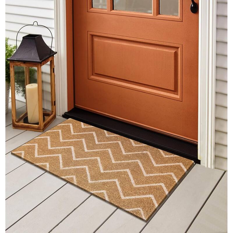 A1HC Natural Coir Doormat with Classic Design PVC Backing low Pile 18"X30" Front Outdoor Double Doormat