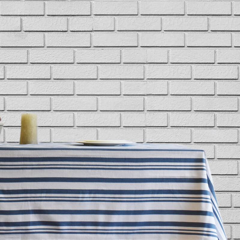 Fabstyles Broadway Stripe Cotton Tablecloth - Blue - 52x70