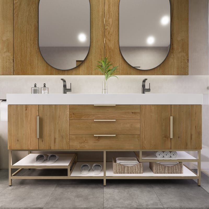 Noble 72" Free Standing Vanity with Reinforced Acrylic Double Sink - 72" Width