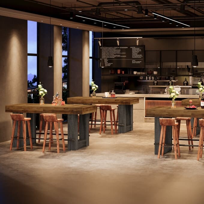 63-Inch Counter Height Bar Table, Industrial High Top Dining Table