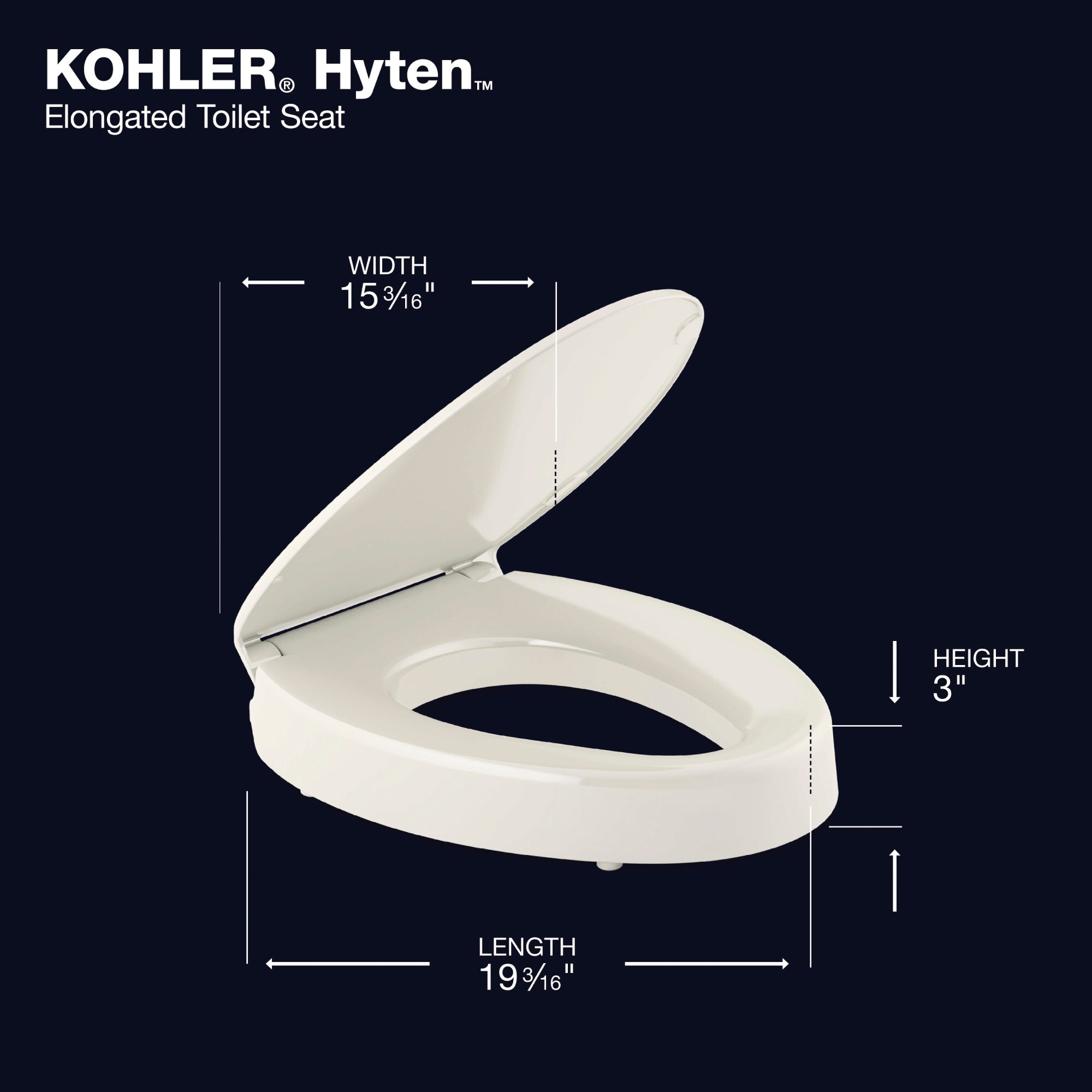Kohler K-25875 Hyten Elongated Closed-Front Toilet Seat with