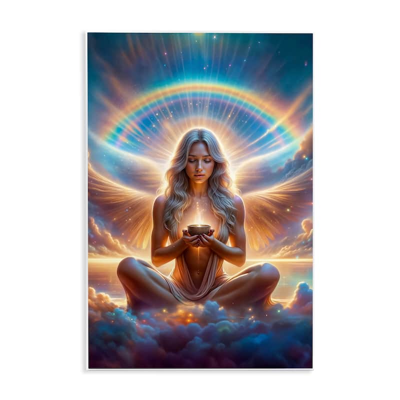 Stupell Enlightened Angel with Tea Wall Plaque Art Design By Spirit of the Rainbow - 13 x 19