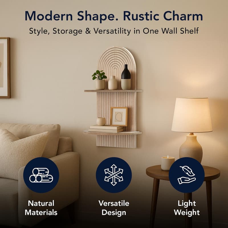 American Art Decor Lunar Ledges Wall Shelf in Brown - 23.75" x 14"