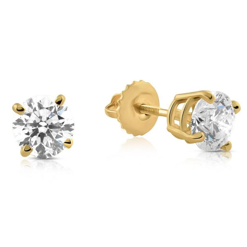 1.50ct Lab Grown Diamond Studs Yellow Gold Screw Backs