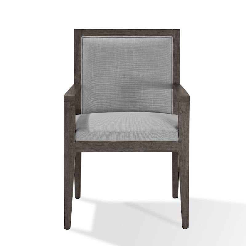 Mod 23 Inch Dining Armchair, Rubberwood, Fabric, Set of 2, Ash Gray
