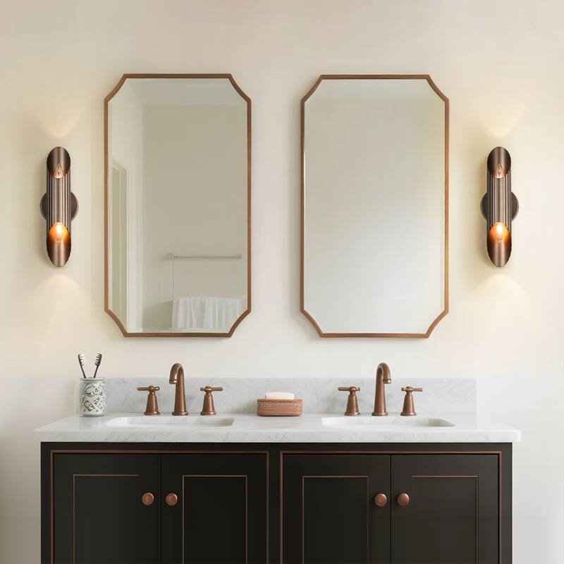 Rennnsan 15.5 in. 2-Light Farmhouse Vintage Cylinder Linear Bathroom Vanity Light