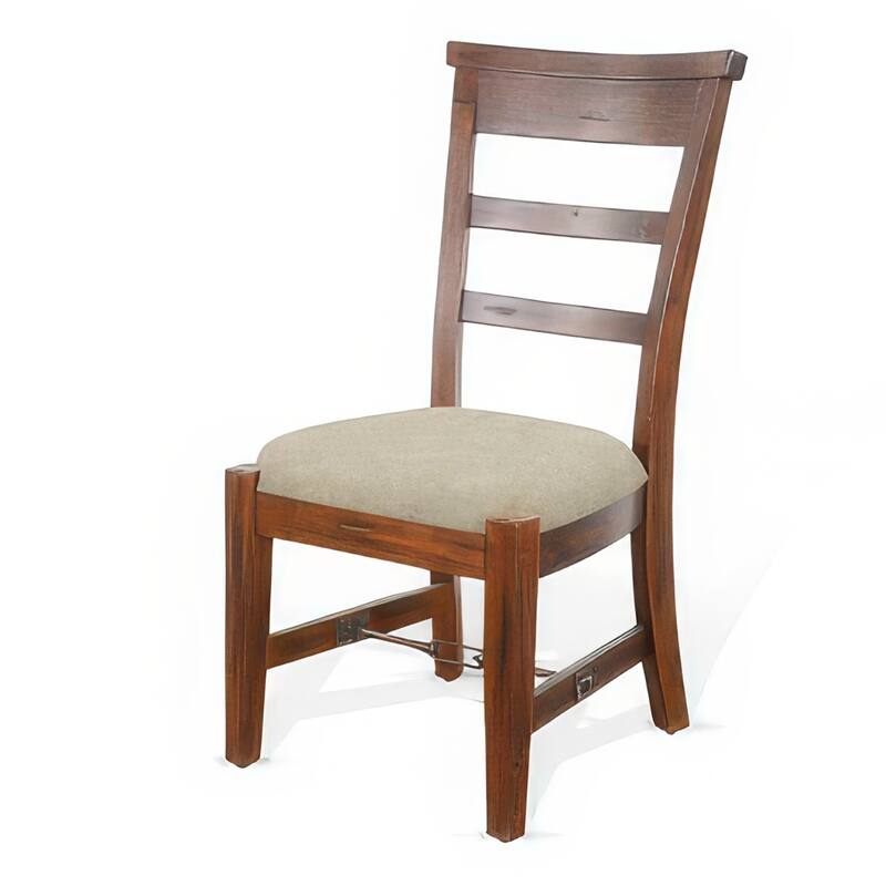 Reggie Side Dining Chair Set of 2, Ladderback, Beige, Brown Mahogany