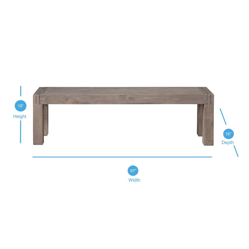Steve Silver Aubree Reclaimed Wood Weathered Gray Dining Bench