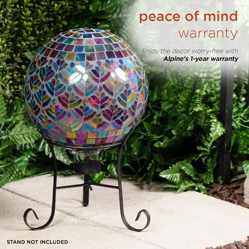 10" Iridescent Glass Mosaic Peacock Gazing Ball
