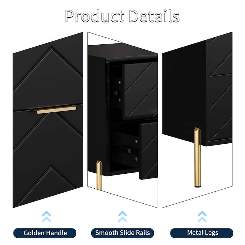 Clihome Modern 2-Drawer Storage Nightstand