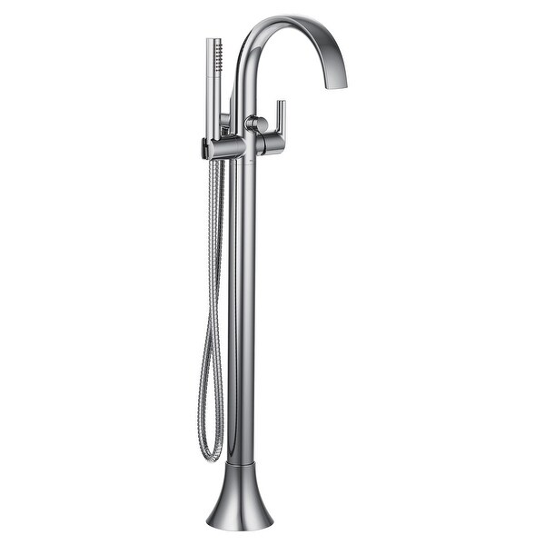 Moen S3105 Doux Floor Mounted Tub Filler with Built-In Diverter. Opens flyout.