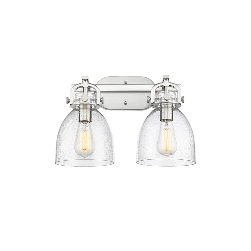 Innovations Lighting 410-2W-12-17 Newton Bell Vanity Newton Bell 2 - Satin Nickel / Seedy