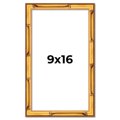 9x16 Frame Gold Bamboo Solid Wood Picture Frame | 1 Inch Moulding