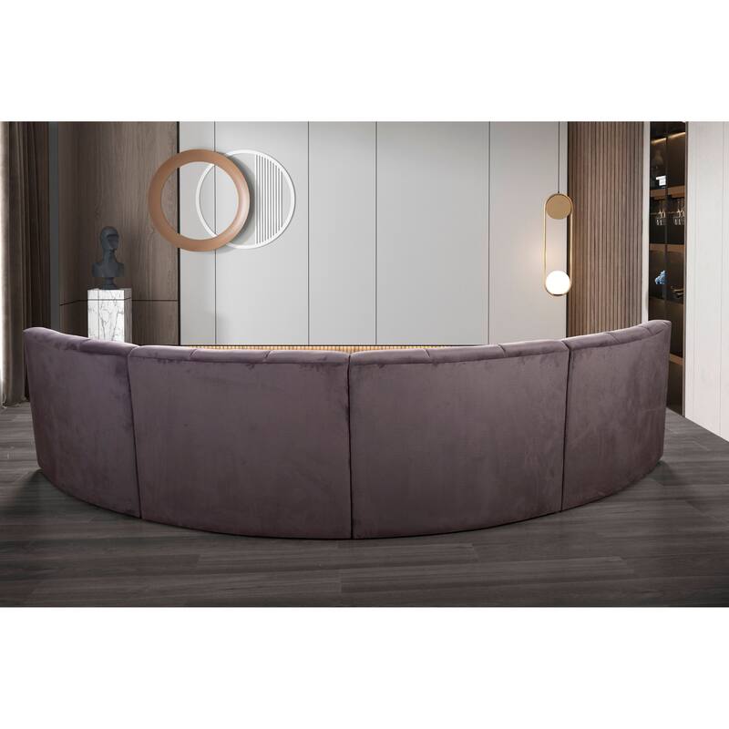 Velvet Symmetrical Modular Legless Curved Floor Sofa - 153"