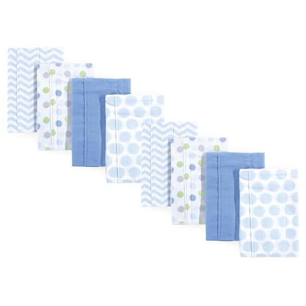 slide 1 of 1, Luvable Friends Boys Cotton Poly Flannel Burp Cloths 8-Pack, Blue, One Size - Blue 8-Pack - One Size