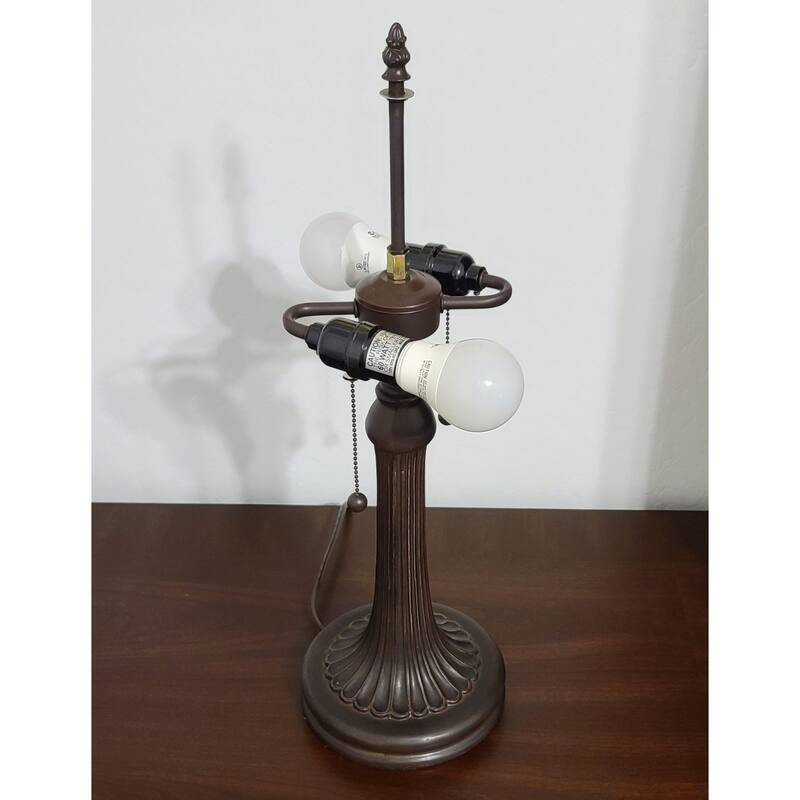 HomeRoots 23" Stained Glass Two Light Jeweled Floral Accent Table Lamp - 21 x 23 x 12