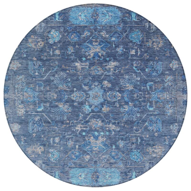 Machine Washable Indoor/ Outdoor Traditional Border Chantille Rug