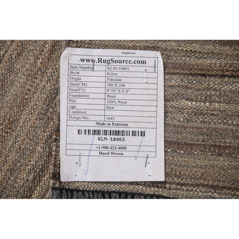 Hand-Woven Striped Kilim Modern Area Rug Wool Carpet - 8'0" x 9'10"