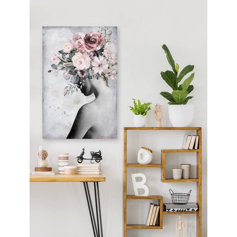 'Fresh Floral Crown' Painting Print on Wrapped Canvas