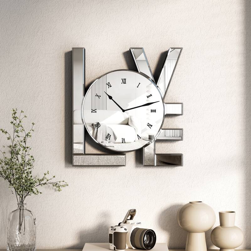 Art Letters Mirrored Wall Clock
