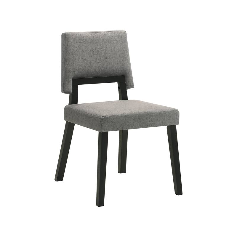 Black/Charcoal Gray Fabric Upholstered Wood Frame Dining Chair, Set of 2, Sturdy Dining Chair for Dining Rooms - 15.5