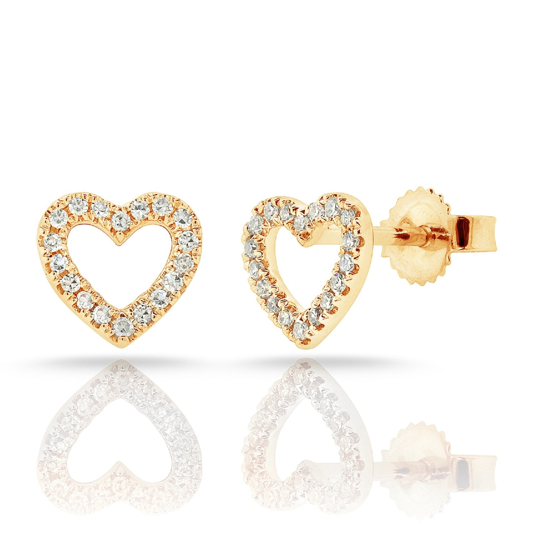 Joelle Collection Diamond Open Heart Stud Earrings 14K Gold 1/5ct TDW Earring's