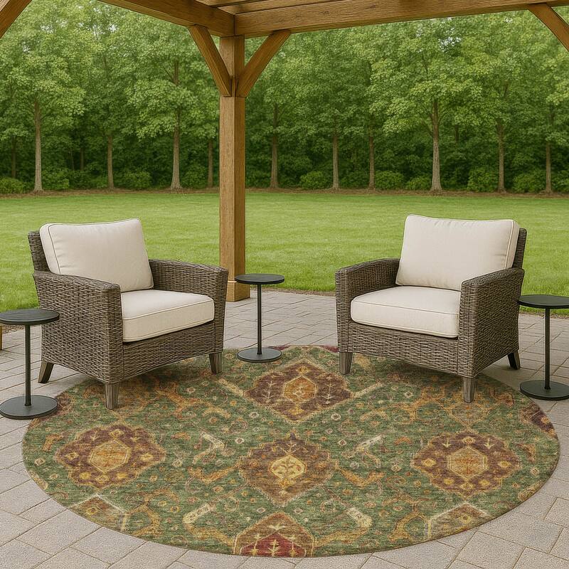 Machine Washable Indoor/ Outdoor Traditional Venetian Chantille Rug - Fern - 8' x 8'