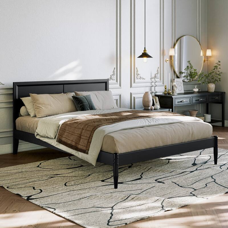 Ellarie Platform Bed with Adjustable Headboard - Queen - Black