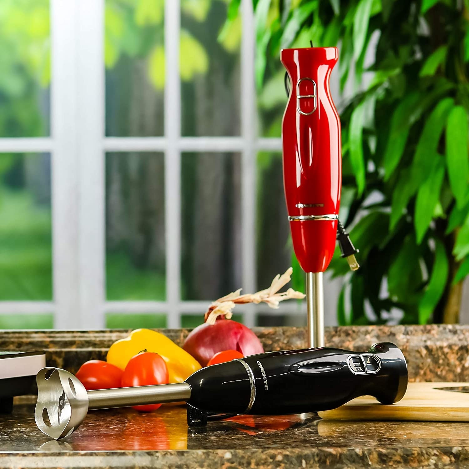 OVENTE Electric Cordless Immersion Hand Blender 8-Mixing Speed