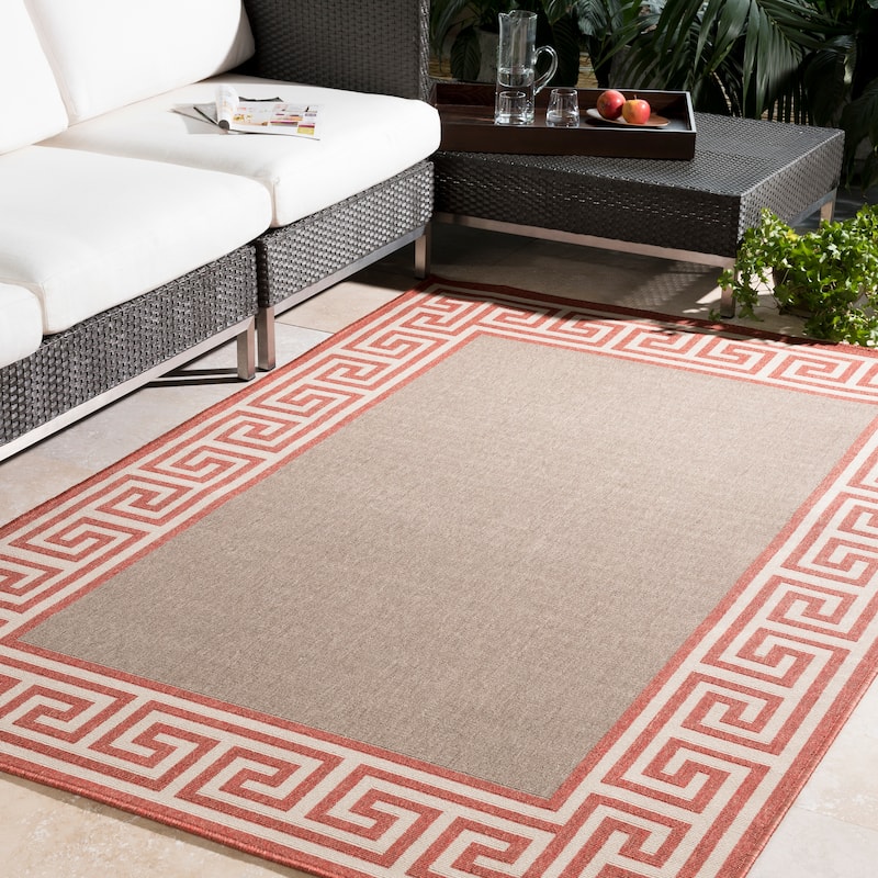 Annette Greek Key Border Indoor/Outdoor Area Rug