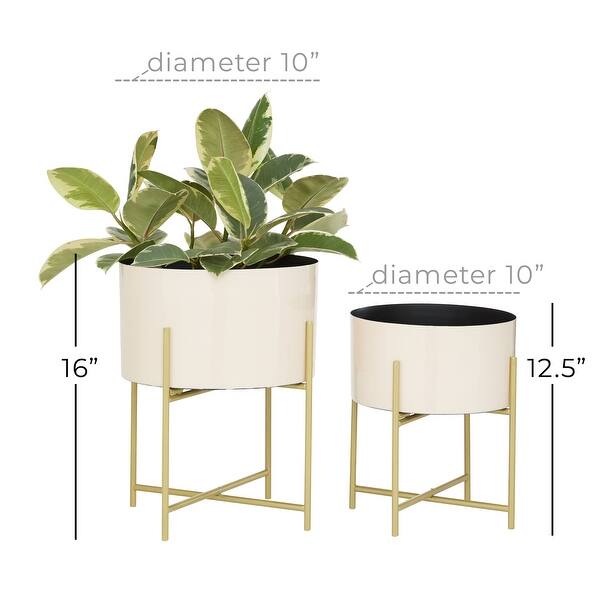 dimension image slide 1 of 7, Iron Contemporary Planter (Set of 2) - S/2 12", 16"H