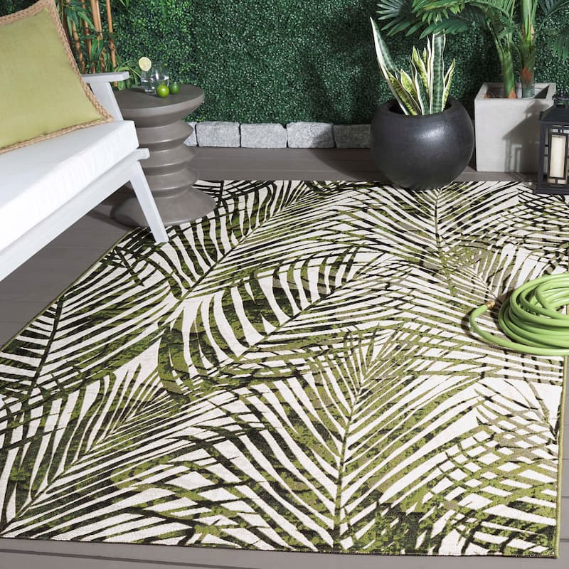 SAFAVIEH Barbados Lucrece Tropical Rug - 6'7" Square - Ivory/Green