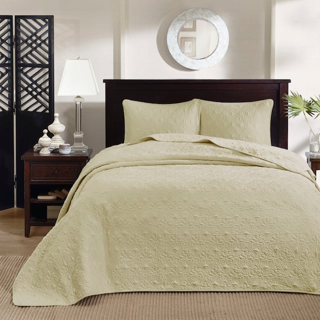 Madison Park Mansfield Reversible Bedspread Set - Yellow - King
