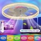 preview thumbnail 12 of 20, 19" RGB Flush Mount Ceiling Fan with Remote, Bladeless Crystal Design, 6-Speed DC Motor, Dimmable LED for Bedroom & Living Room White