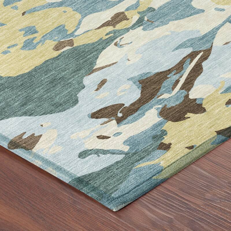 Machine Washable Indoor/ Outdoor Abstract Mexi Chantille Rug
