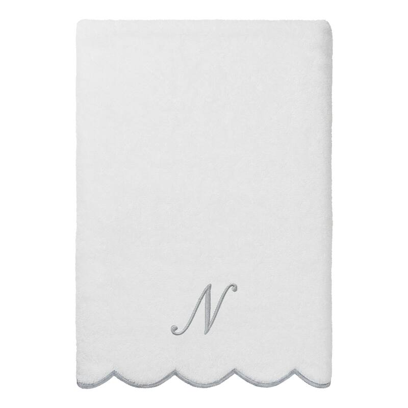 Authentic Hotel and Spa 100% Turkish Cotton Grey ADORNIA Scallop Personalized 3 Piece Towel Set - 3 Piece Set