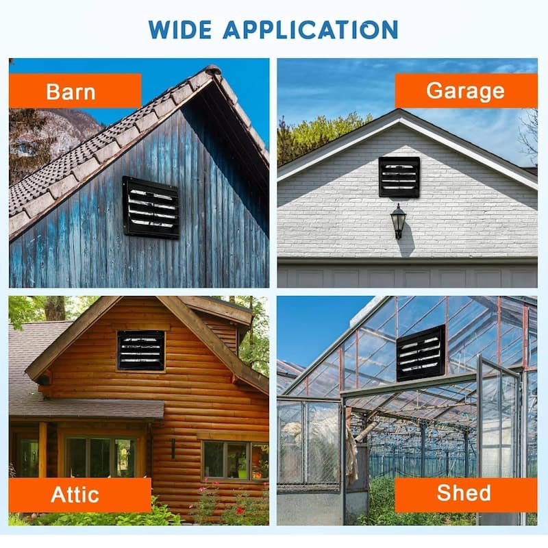 Wall Mounted Automatic Shutter Exhaust Fan, Low Noise for Attic, Garage, Greenhouses