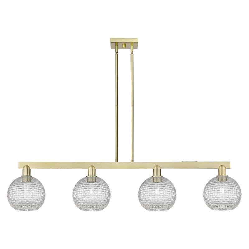Innovations Lighting Endless Possibilities Arcadia - Athens - 4 Light 51" Basketweave Stem Hung Island Light - Antique Brass