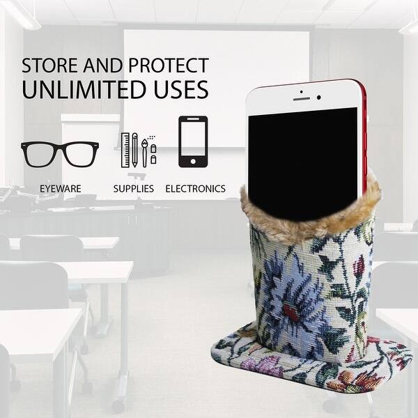 Plush Lined Protective Case For Glasses Large Phones Upright Eyeglass Holder