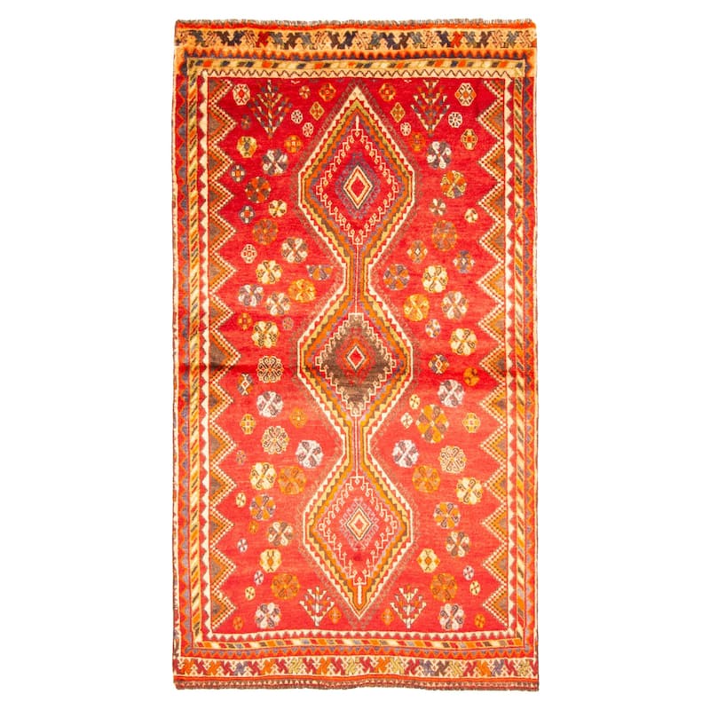 ECARPETGALLERY Hand-knotted Melis Vintage Red Wool Rug - 4'2 x 7'10