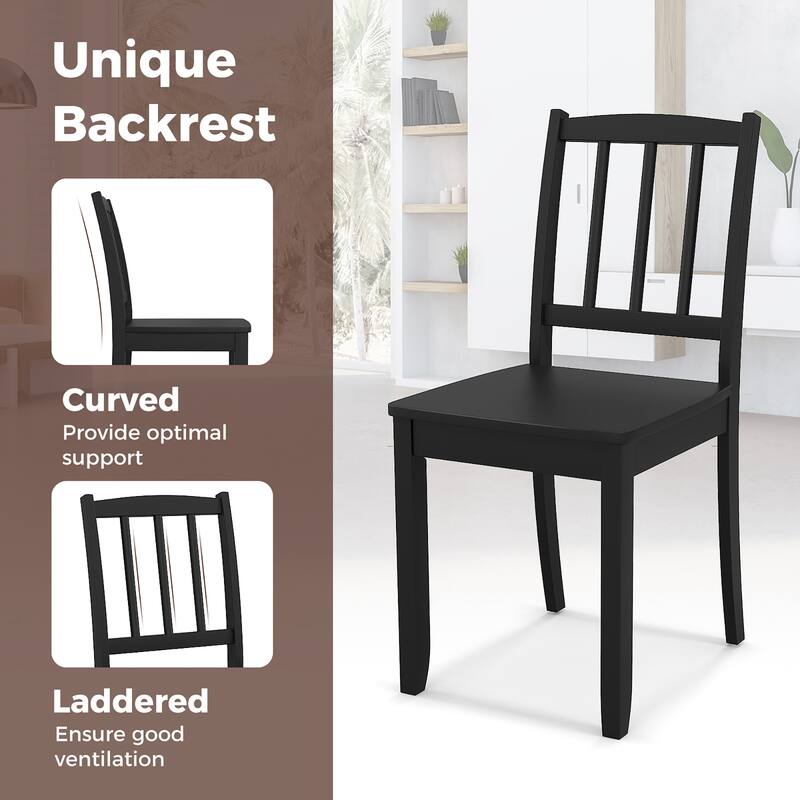 Gymax Wood Dining Chair Set of 4 w/ Rubber Wood Legs Curved Backrest