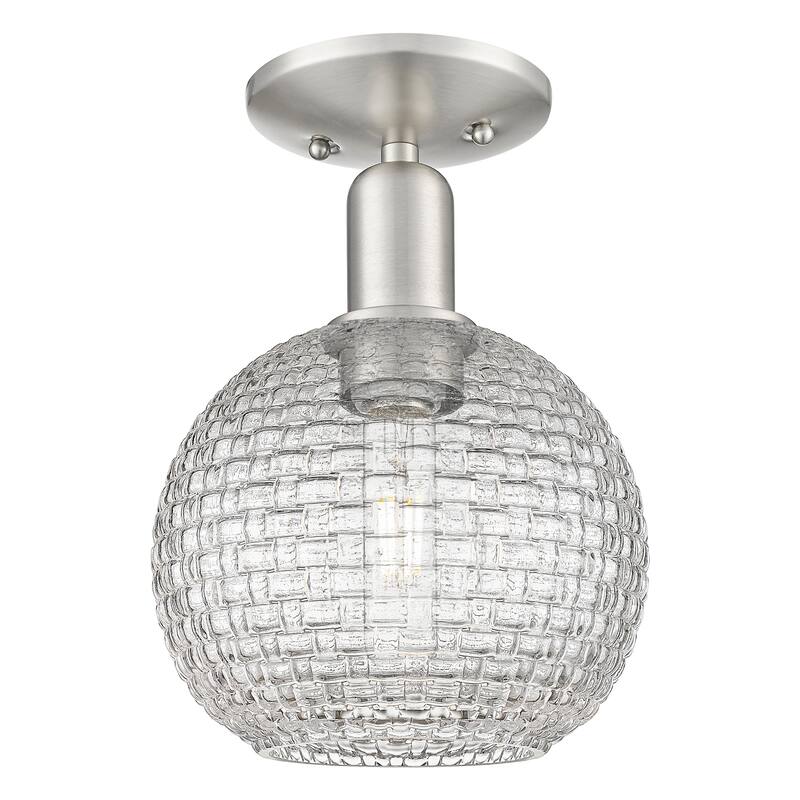Innovations Lighting Endless Possibilities Arcadia - Athens - 1 Light 8" Basketweave Semi-Flush Mount