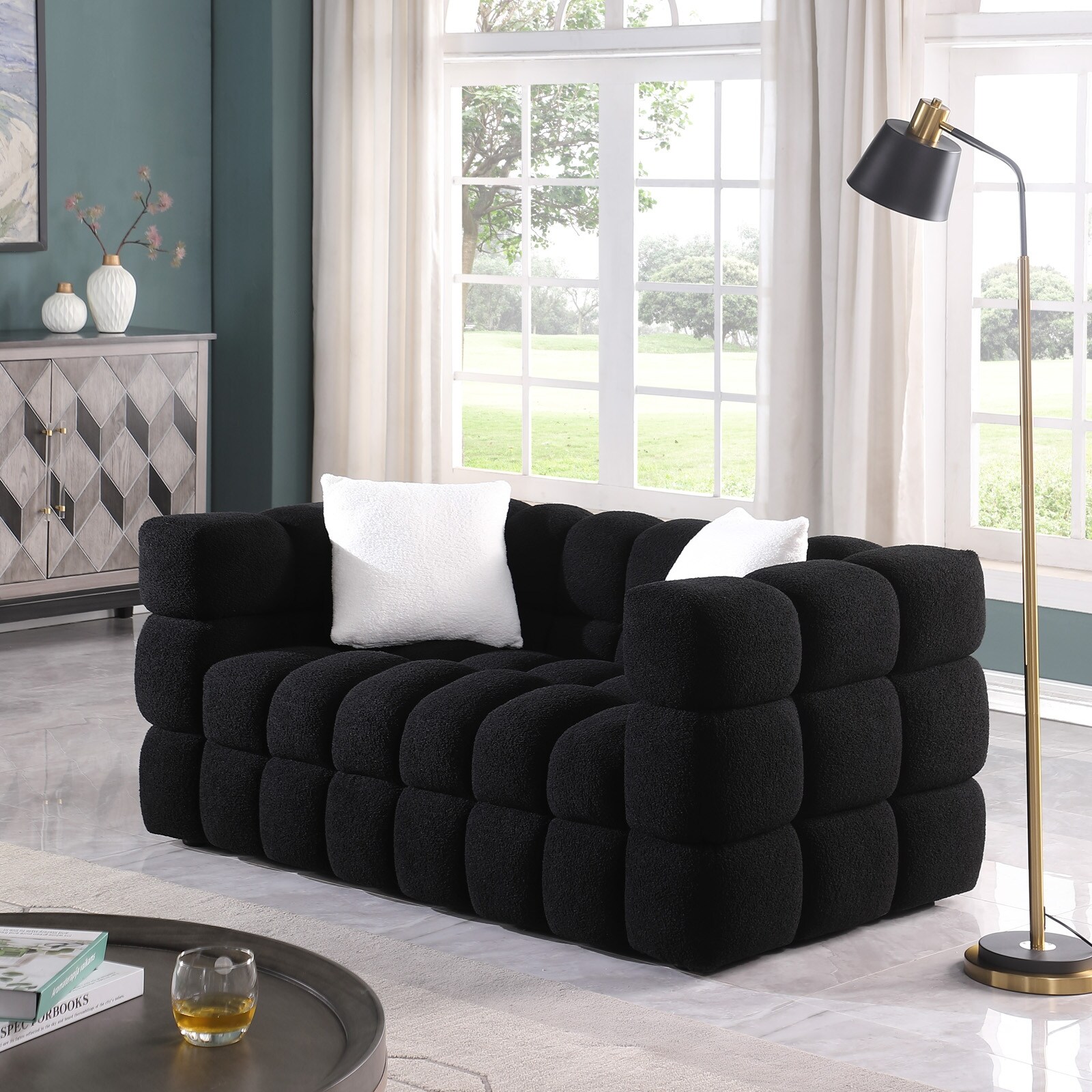 Black fabric hot sale loveseat