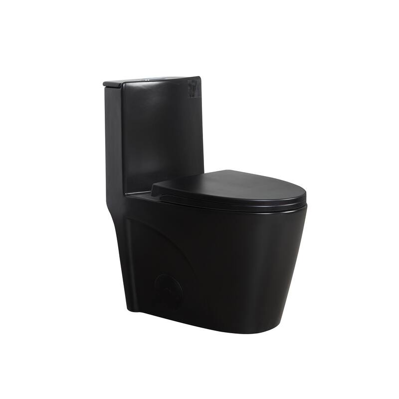 1.1/1.6 GPF Dual Flush 1-Piece Elongated Toilet with Matte Black