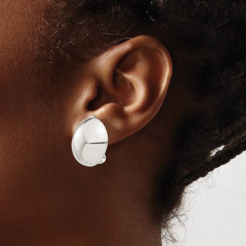 Curata 925 Sterling Silver 23x22mm Polished Non Pierced Button Earrings