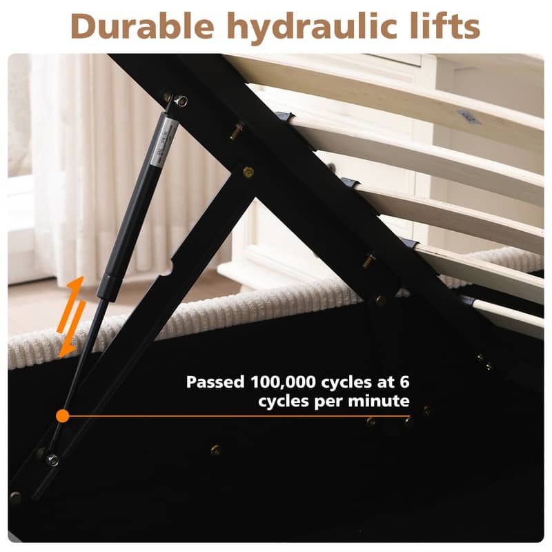 Lift Up Storage Platform Bed with Minimalist Headboard